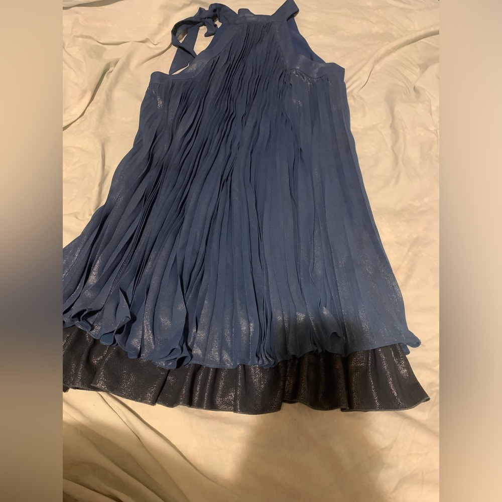 ✨AdelynRay Dance It Out Navy Blue Pleated Halter Mini Shift Dress by Adelyn Rae
